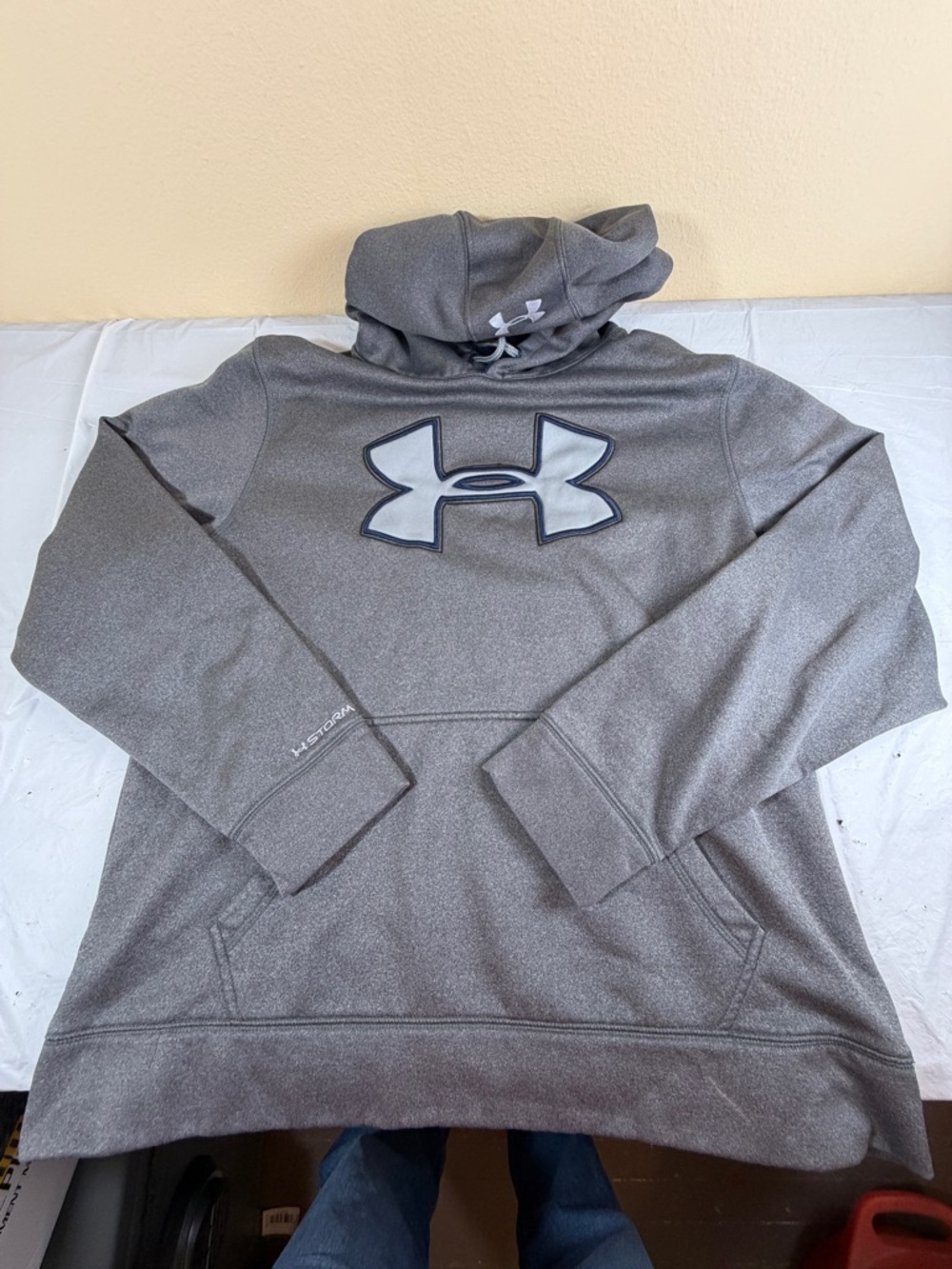 Under Armour Gray Hooded Sweatshirt with Large Logo